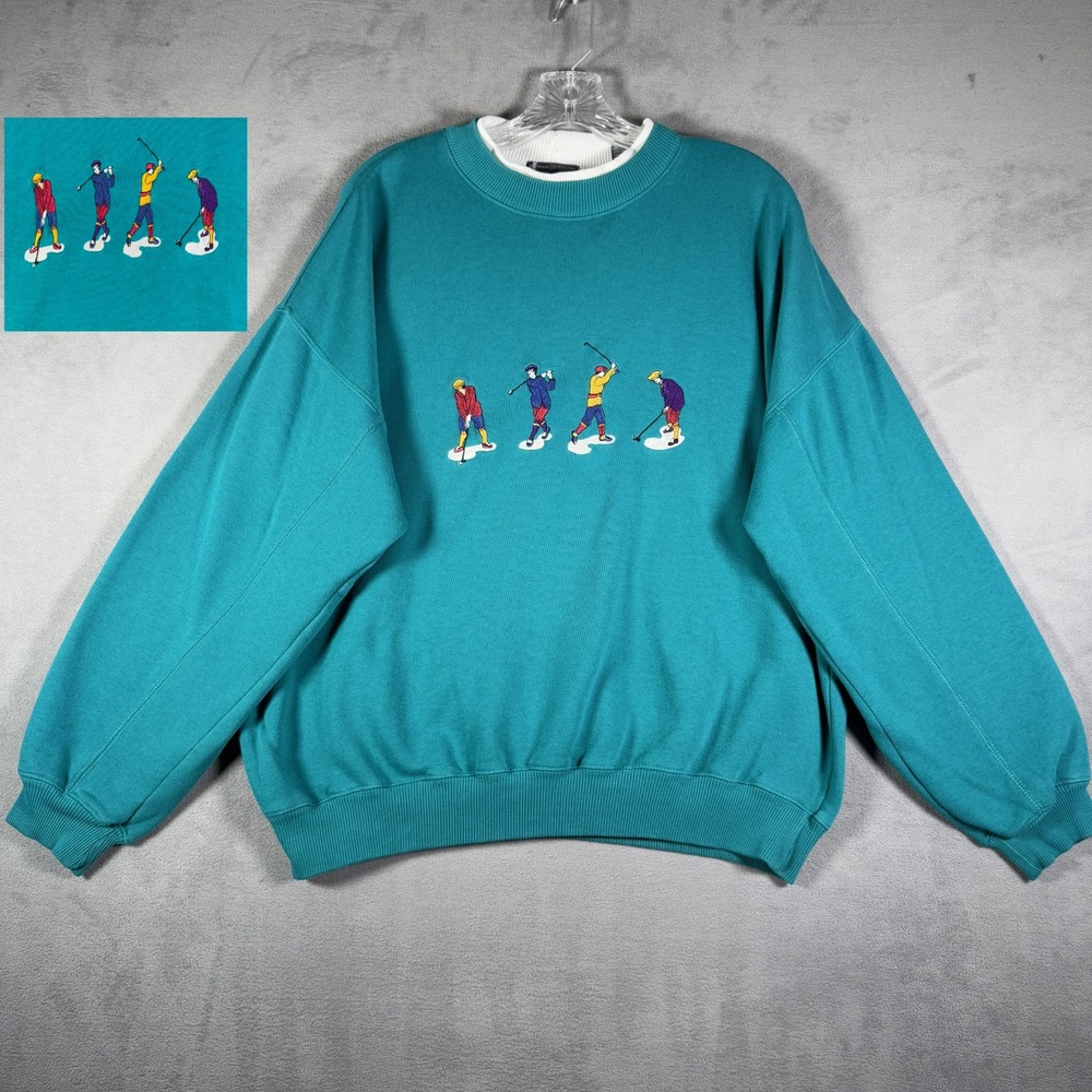 Vintage Lord & Taylor Sweatshirt Mens L Kensington Golf Players Embroidered 90s